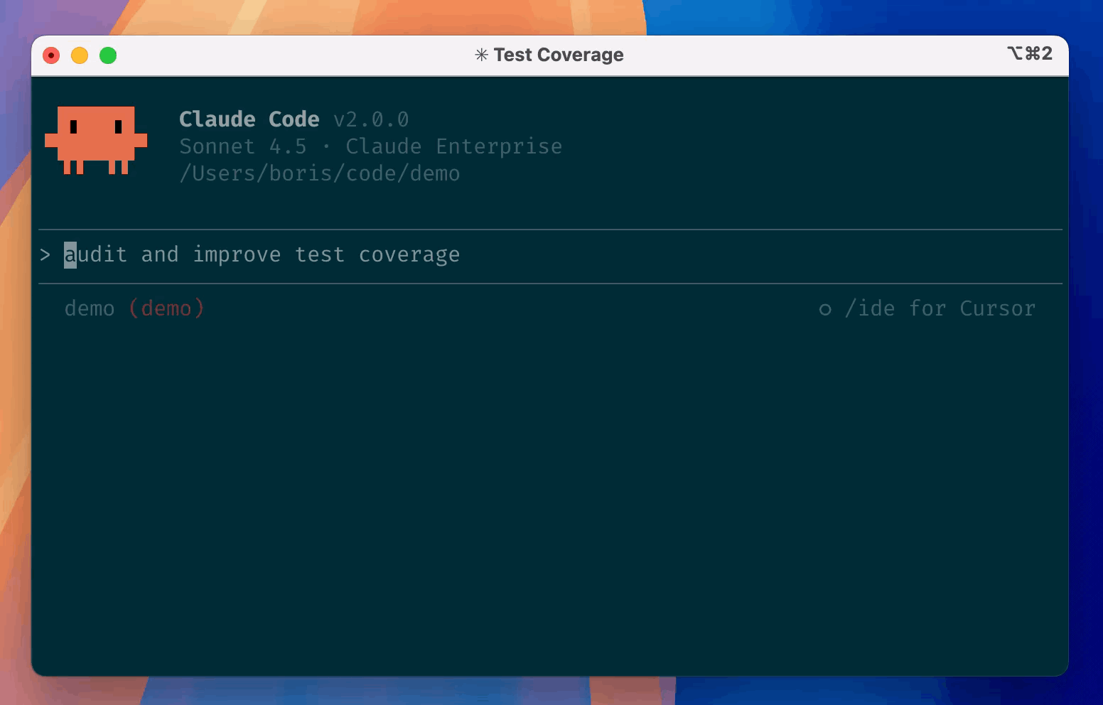 Claude Code terminal demonstration published in Anthropic’s official repository; illustrative product footage, not a recording of the experiment discussed.